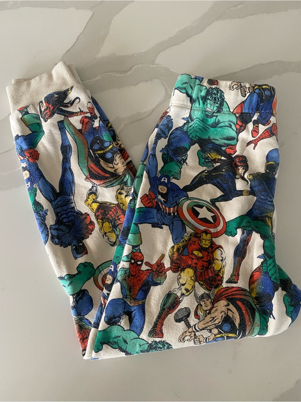 H&M Marvel Avengers Boys Jogger Pants Fleece Elastic Waist Ribbed Cuffs US 7